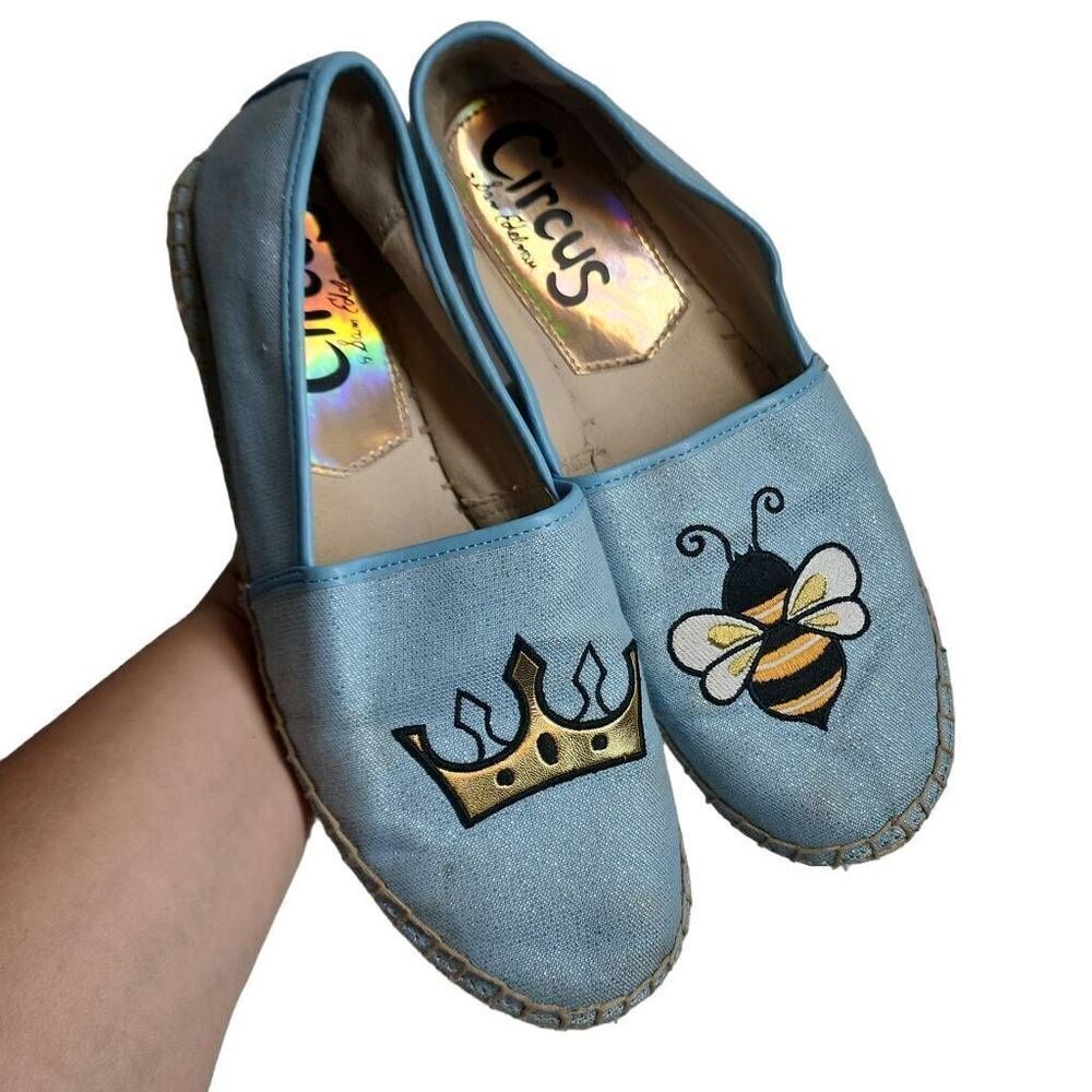 Sam Edelman‎ Circus Leni Queen Bee Espadrille Flats Blue Womens US Size 8.5M